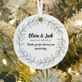 Persoonlijk trouwcadeau metalen ornament