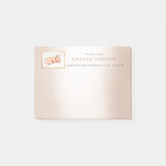 Persoonlijk trouwcadeau voor baby bedankje post-it® notes (Voorkant)
