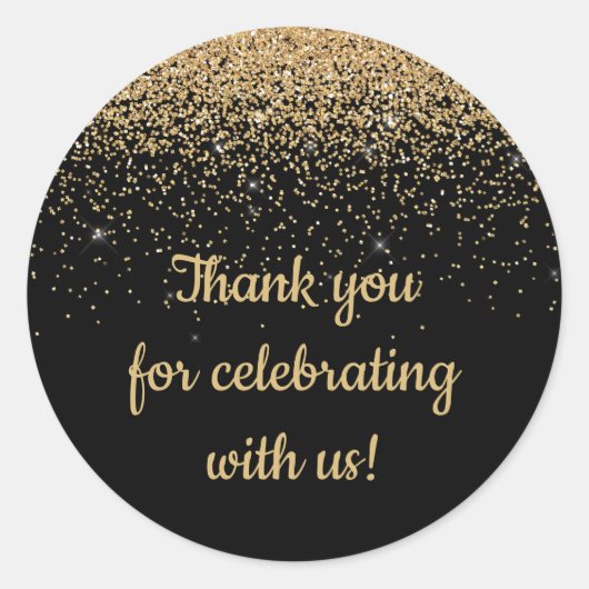 Persoonlijk trouwdagfeest geschenk Zwart & Goud Ronde Sticker (Voorkant)