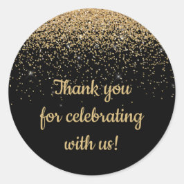Persoonlijk trouwfeest cadeau Zwart & Goud Ronde Sticker