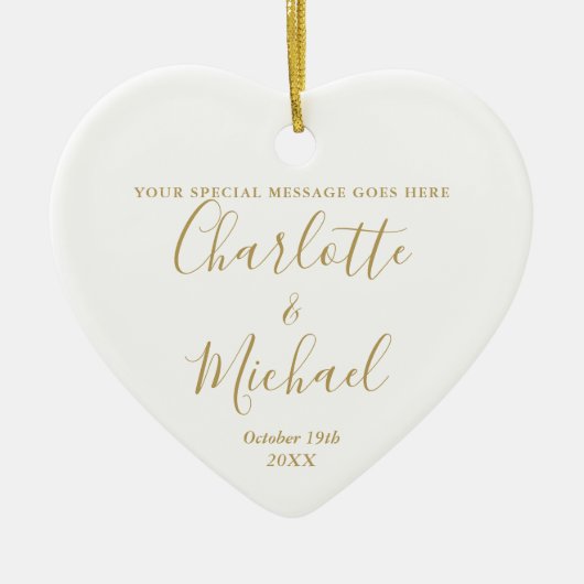 Persoonlijk trouwlogo jubileum goud keramisch ornament (Voorkant)