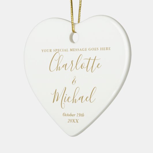 Persoonlijk trouwlogo jubileum goud keramisch ornament (Links)