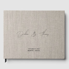 Persoonlijk Trouwmodern Minimalistisch Nep Linnen Gastenboek
