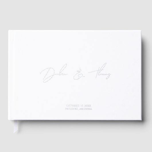 Persoonlijk Trouwmodern Minimalistisch Wit Gastenboek (Voorkant)