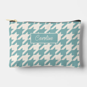 Persoonlijk turquoise blauw groen houndstooth patr etui