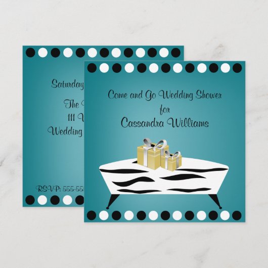 Persoonlijk Turquoise en Zebra Vrijgezellenfeest Kaart (Voorkant / Achterkant)