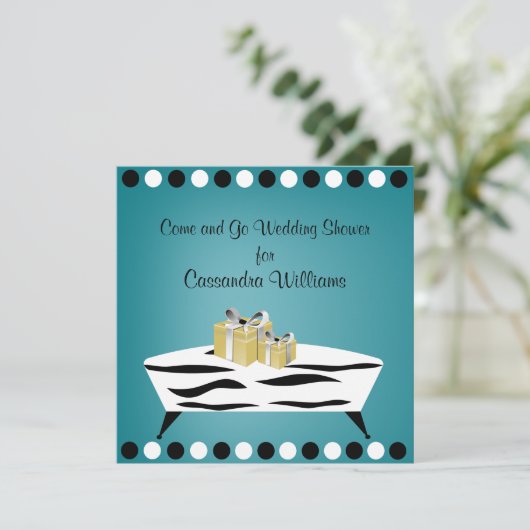 Persoonlijk Turquoise en Zebra Vrijgezellenfeest Kaart (Staand voorkant)