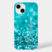 Persoonlijk Turquoise Glitter Case-Mate iPhone Case (Achterkant)