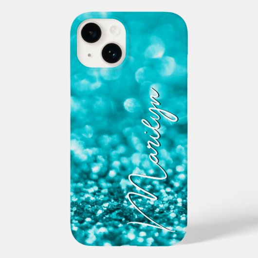 Persoonlijk Turquoise Glitter Case-Mate iPhone Case (Achterkant)