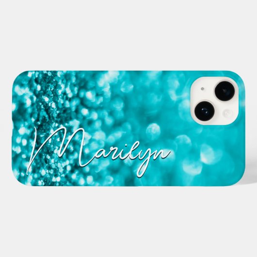 Persoonlijk Turquoise Glitter Case-Mate iPhone Case (Achterkant (horizontaal))