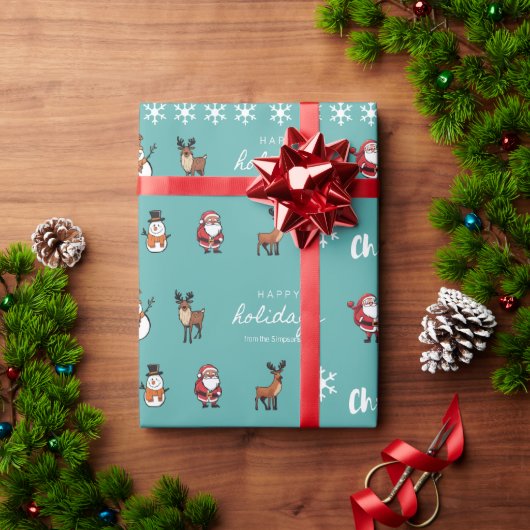 Persoonlijk Turquoise Kerstmis Karakter Geschenk Cadeaupapier (Feestdagen Geschenken)