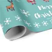 Persoonlijk Turquoise Kerstmis Karakter Geschenk Cadeaupapier (Rol Hoek)