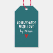 Persoonlijk Turquoise Met Liefde Gemaakt Hart Cadeaulabel (Achterkant)