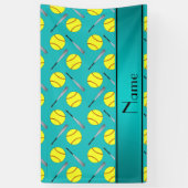 Persoonlijk turquoise softball-patroon spandoek (Verticaal)