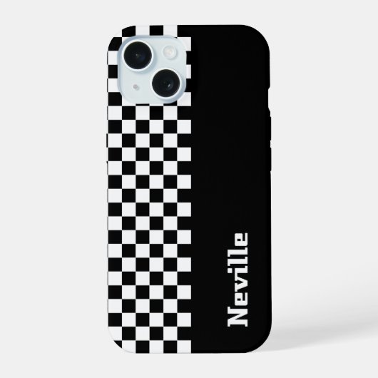 Persoonlijk tweetonig schaakbord iPhone 15 case (Achterkant)