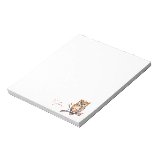 Persoonlijk Uil Briefpapier Notitieblok (Linkerzijde)