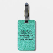 Persoonlijk Unicorn Blauwgroen Glitter Bagagelabel (Achterkant verticaal)