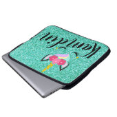 Persoonlijk Unicorn Blauwgroen Glitter Laptop Hoes (Voorkant onderkant)