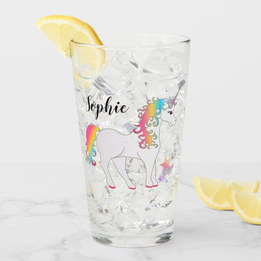 Persoonlijk Unicorn Drink glas (Voorkant ijs)