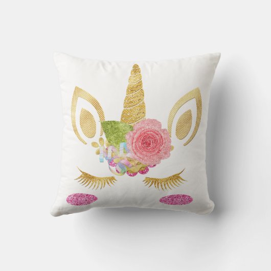 Persoonlijk Unicorn-gezicht met Pony Kussen (Achterkant)