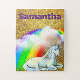 Persoonlijk Unicorn Gold Kinder cadeau Legpuzzel