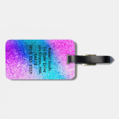 Persoonlijk Unicorn Ombre Glitter Bagagelabel (Achterkant horizontaal)