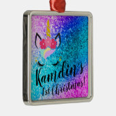 Persoonlijk Unicorn Ombre Glitter XMAS-Ornament Metalen Ornament (Rechts)
