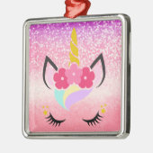 Persoonlijk Unicorn Ombre Glitter XMAS-Ornament Metalen Ornament (Links)