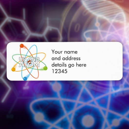 Persoonlijk UP AND ATOM Wetenschappelijk Adres Etiket