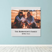 Persoonlijk uw foto in grijs Lijst met teksten Canvas Afdruk (Insitu (Houten vloer))