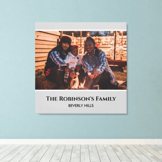 Persoonlijk uw foto in grijs Lijst met teksten Canvas Afdruk (Insitu (Houten vloer))