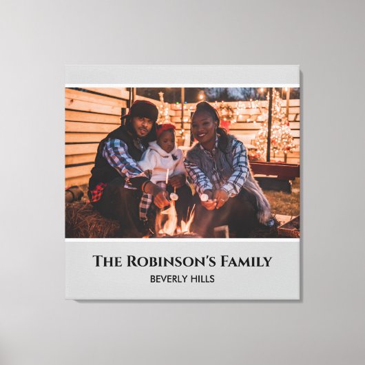 Persoonlijk uw foto in grijs Lijst met teksten Canvas Afdruk (Voorkant)