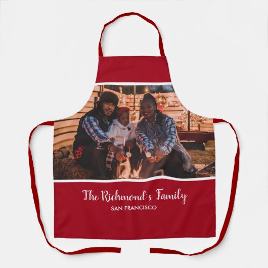 Persoonlijk uw foto in rood Lijst met teksten Schort (Voorkant)