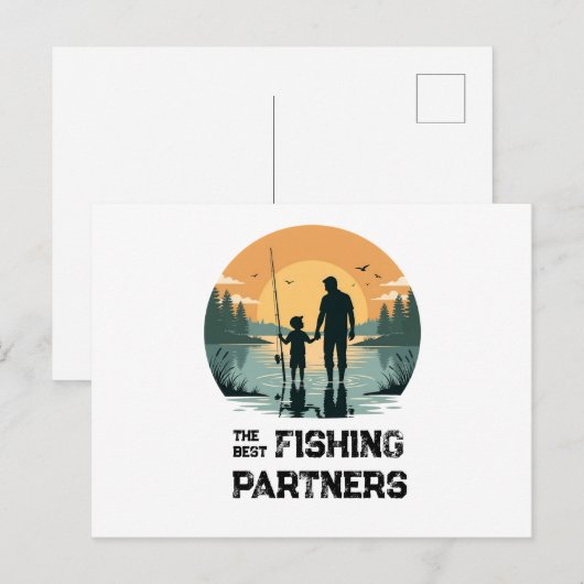 Persoonlijk Vader en Zoon Vis Geschenk Briefkaart (Voorkant / Achterkant)
