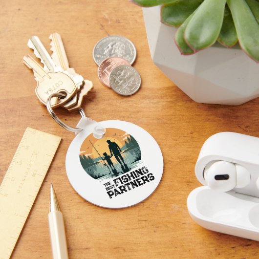 Persoonlijk Vader en Zoon Vis Geschenk Sleutelhanger (Bureau)