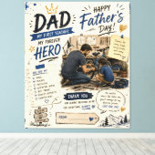 Persoonlijk Vader Held Vaderdag Canvas Afdruk (Insitu (Houten vloer))