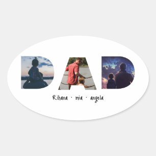 Persoonlijk vaderdag cadeau met foto voor papa ovale sticker