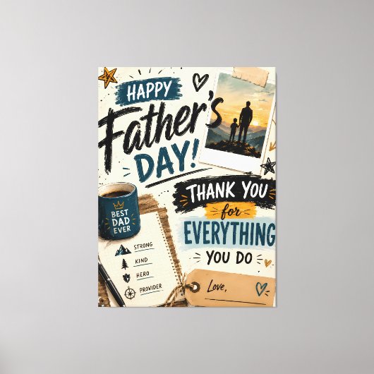 Persoonlijk Vaderdag Canvas Geschenk Afdruk (Voorkant)