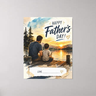 Persoonlijk Vaderdag Canvas Geschenk met Vissen Afdruk