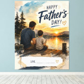 Persoonlijk Vaderdag Canvas Geschenk met Vissen Afdruk (Insitu (Houten vloer))