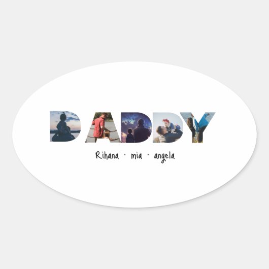 Persoonlijk Vaderdag foto cadeau Ovale Sticker (Voorkant)