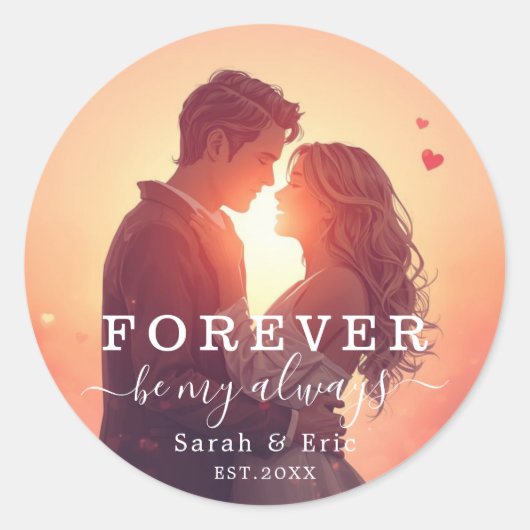Persoonlijk Valentijnsdag Cadeau Ronde Sticker (Voorkant)