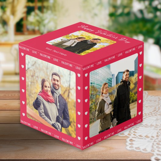 Persoonlijk Valentijnsdag Cadeau Rood Multi Foto Kubus