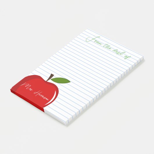 Persoonlijk van de tafel van docent Rode Appel Post-it® Notes (Schuin)