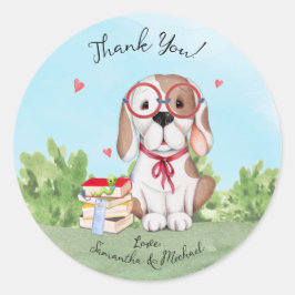 Persoonlijk verhaalboek babyshower bedankt ronde sticker