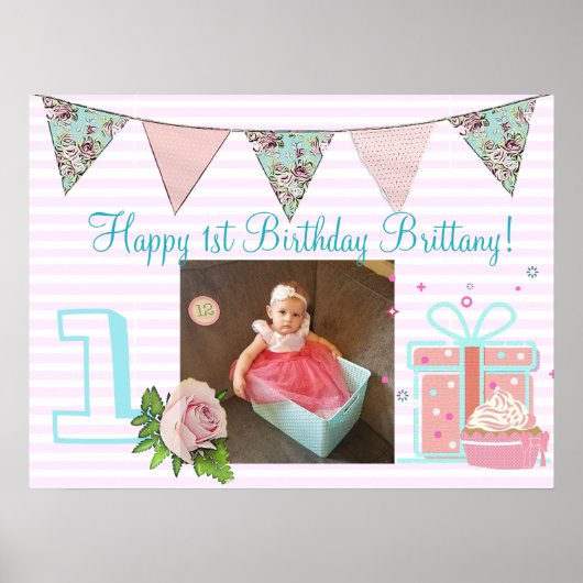 Persoonlijk verjaardagsbanner voor het meisje van  poster (Voorkant)