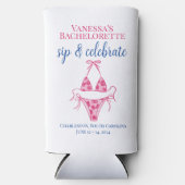 Persoonlijk verjaardagsbikini 'Drink en vier' Seltzer Blikjeskoeler (Voorkant)