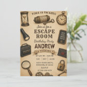 Persoonlijk verjaardagsfeest Escape Room Kaart (Staand voorkant)