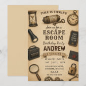 Persoonlijk verjaardagsfeest Escape Room Kaart (Voorkant / Achterkant)