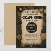 Persoonlijk verjaardagsfeest met Escape Room Kaart (Voorkant / Achterkant)
